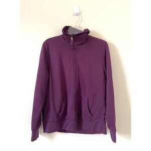 L.L. Bean Sherpa Lined Full Zip Hoodie Sweatshirt Jacket Purple Size Large
